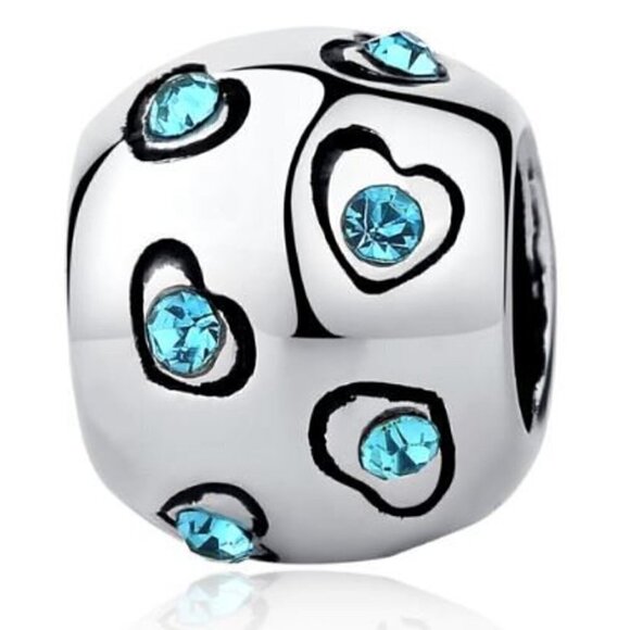 Blue Zircon Heart Charm - Picture 1 of 1